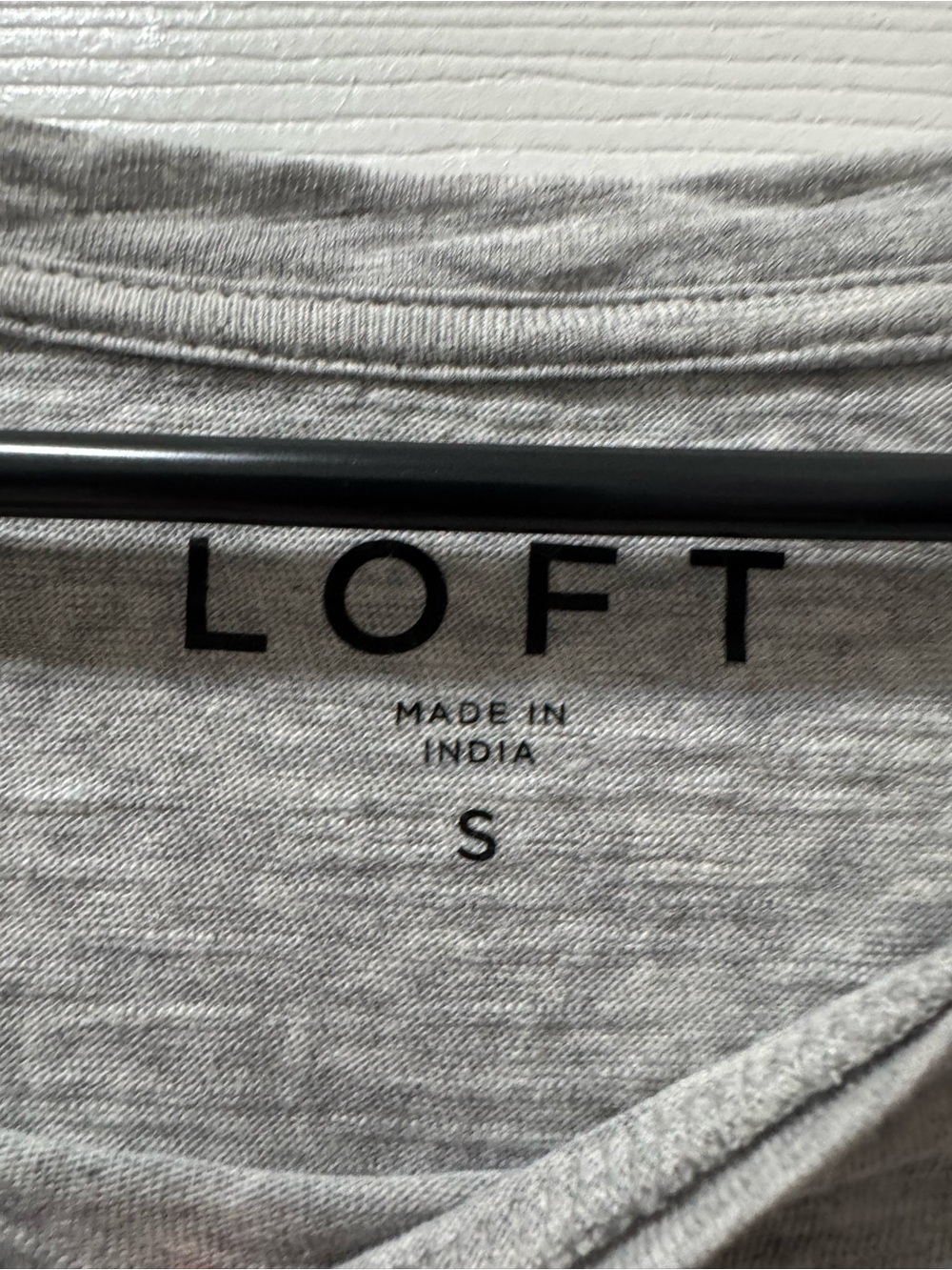 LOFT Light Gray Long Sleeve Tee with Red Heart Details - Picture 3 of 3